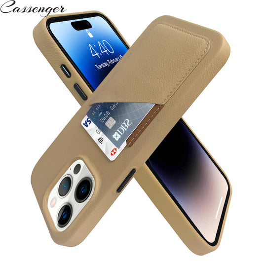 Cassenger [Fashion Series] iPhone 14 Pro Leather Case with Stitching Sponge