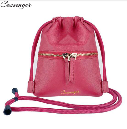 Cassenger Happy Series Leather Bag and wallet with Adjustable Cord Strap