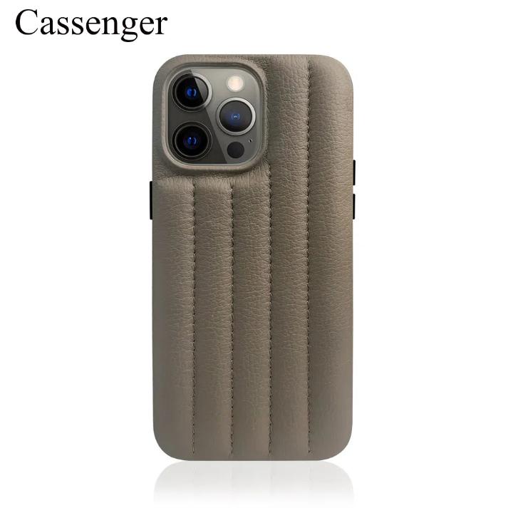 Cassenger [Fashion Series] iPhone 14 Pro Max Leather Case with Stitching Sponge