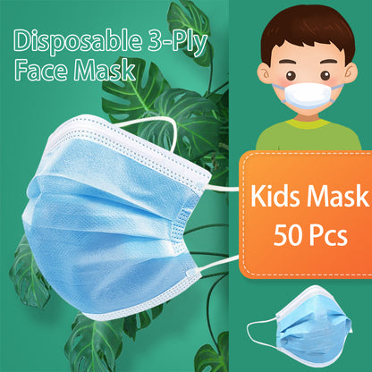 Kids Mask, 3-Ply Disposable Efficient Children Face Mask, Medical Mask, Earloop, UltraLight Weight, Polyester Masks for Children Personal Health