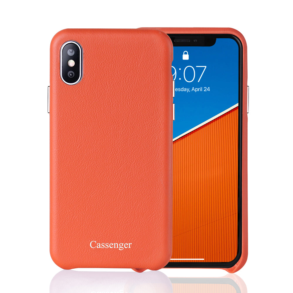 Cassenger Genuine Italian Leather Phone Case Protective Thin Shell Hard Back Cover for iPhone Xs Max 2018