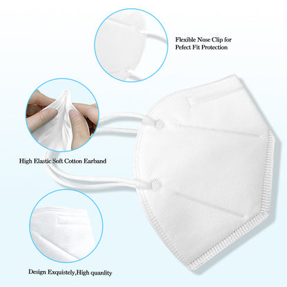 KN95 Face Mask, Disposable 5-Layer Breathing Masks, Great for Virus Protection, Earloop, 5-Ply KN95 Face Mask