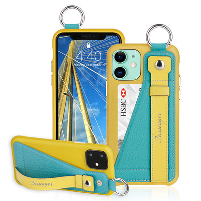 Cassenger Ringbuckle Series Genuine Italian Leather Case for iPhone 11 - Lemon/Cyan/Canary