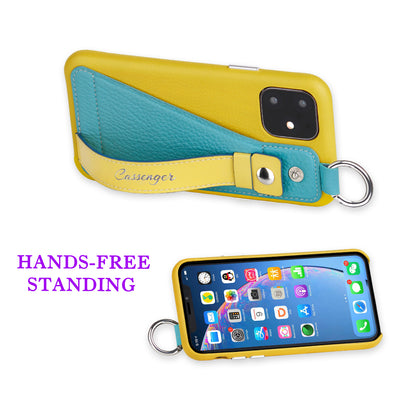 Cassenger Ringbuckle Series Genuine Italian Leather Case for iPhone 11 - Lemon/Cyan/Canary