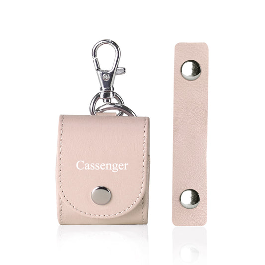 Compatible with Apple Airpods, Cassenger Genuine Italian Leather Magnet Closure Portable Protective Case Cover with Metal Clasp/Keychain/Leather Cable Strap