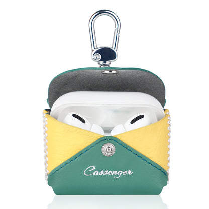 Cassenger [Clover Series] Leather Case for AirPods Pro, Yellow/Green