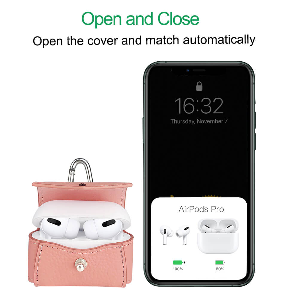 Cassenger [Ordinary Style] Anti-Lost Leather Case for AirPods Pro - PinkCassenger [Ordinary Style] Anti-Lost Leather Case for AirPods Pro - Pink