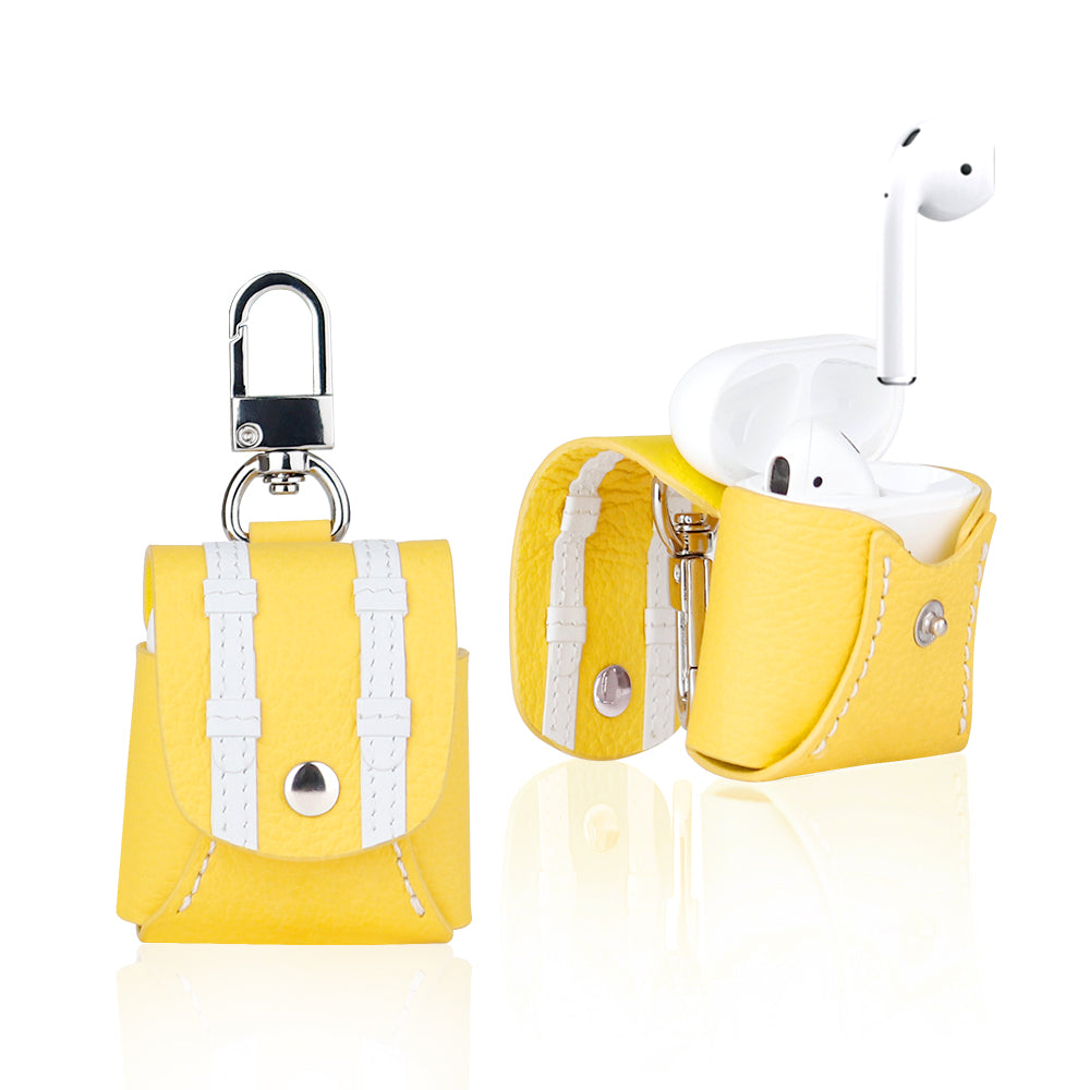 Cassenger [Schoolbag Series] Anti-Lost Leather Case for Apple Airpods 2 - Yellow