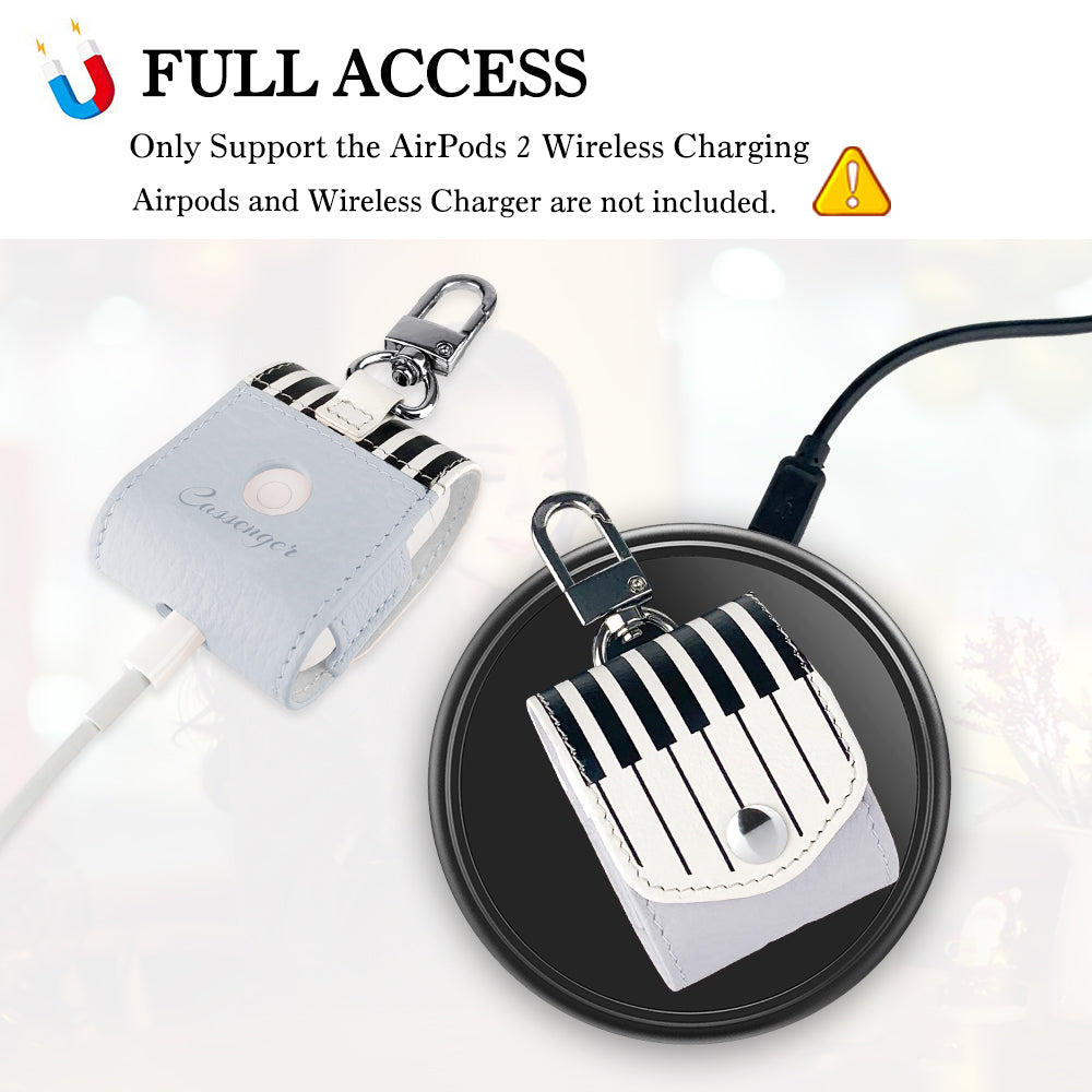 Cassenger [Piano Series] Anti-Lost Leather Case for Apple Airpods 2